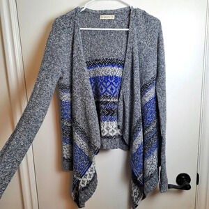 Abercrombie & Fitch Grey Blue White Knit Boho Drapey Sweater Cardigan Size‎ XS/S